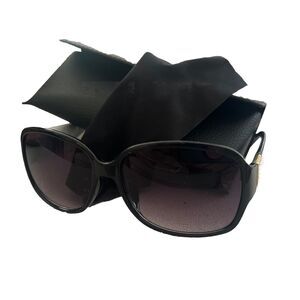 GUESS Oversized Bling & Gold Accented Black Sunglasses GF0411-01B